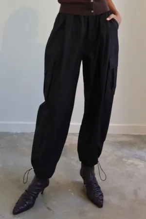 Black Wide Leg Cargo Pants