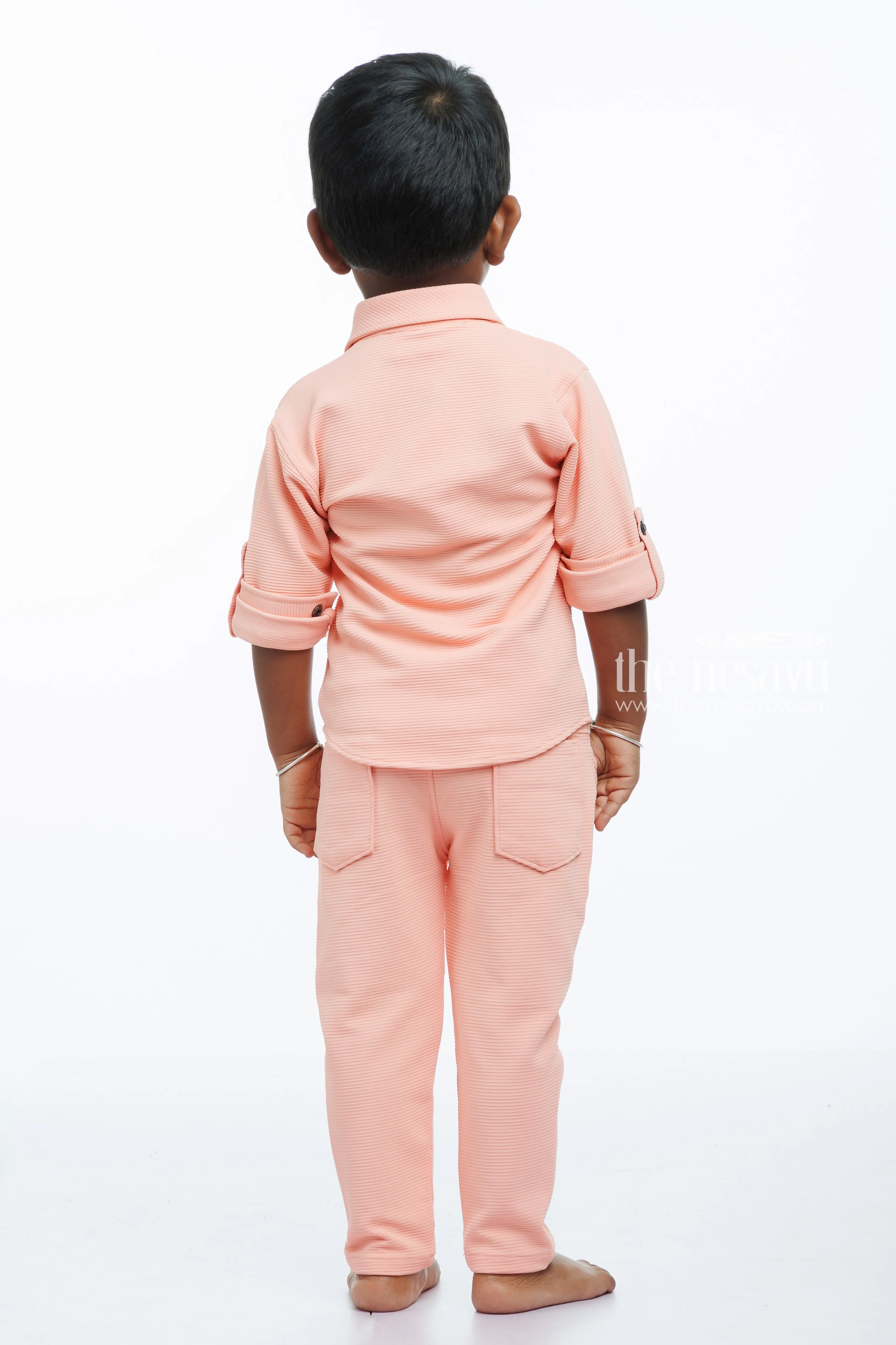 Boys Pastel Pink Shirt and Pant Set - Trendy and Comfortable