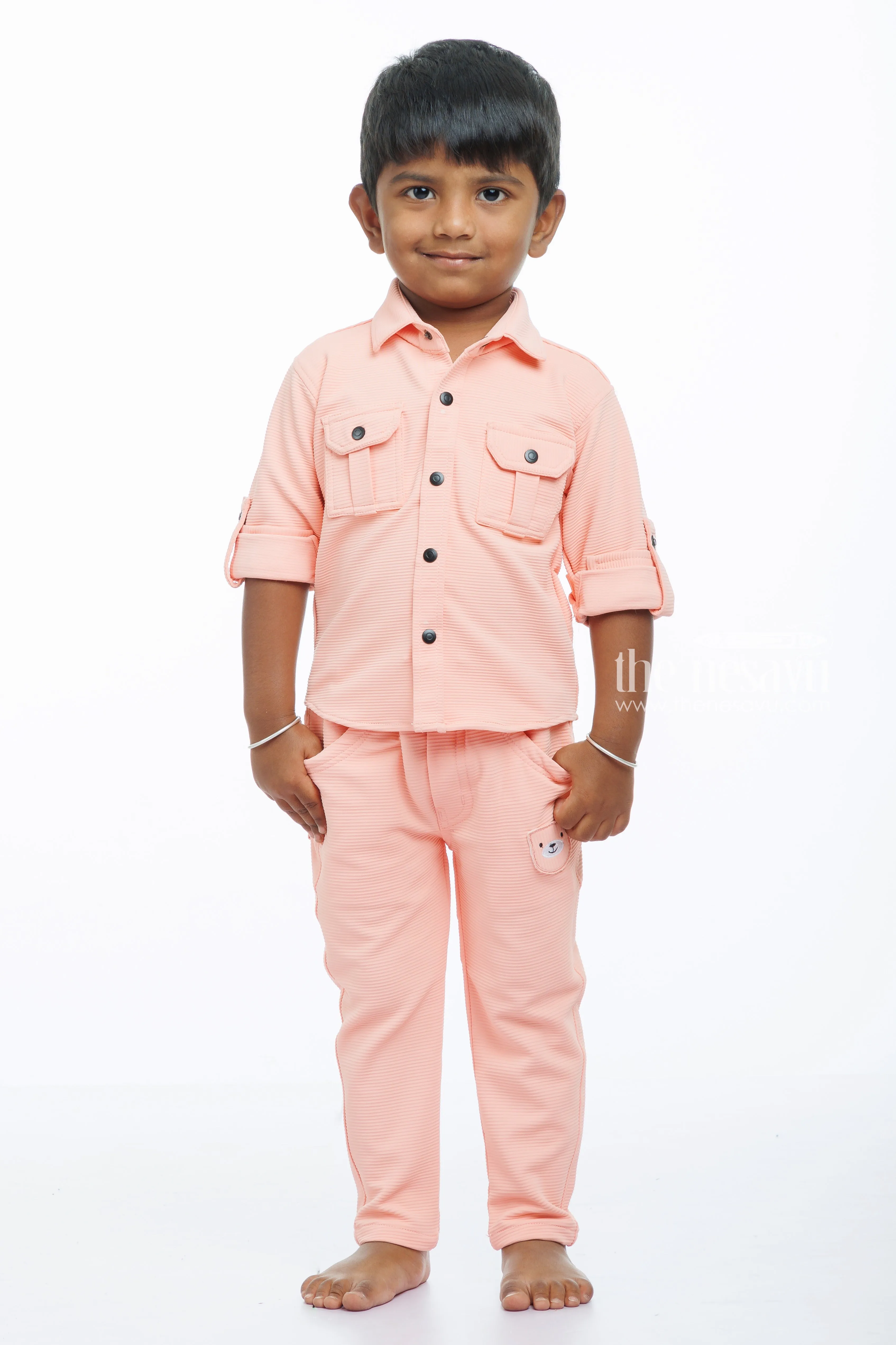 Boys Pastel Pink Shirt and Pant Set - Trendy and Comfortable