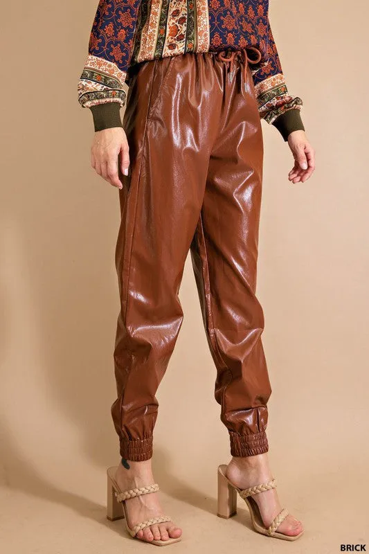 Brick Soft Faux Leather Jogger