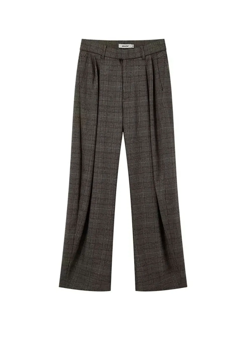 Chidori plaid wide-leg double-pleated casual pants