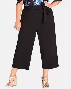 City Chic Women's Trendy   Cropped Wide-Leg Pants Black  24W | Black