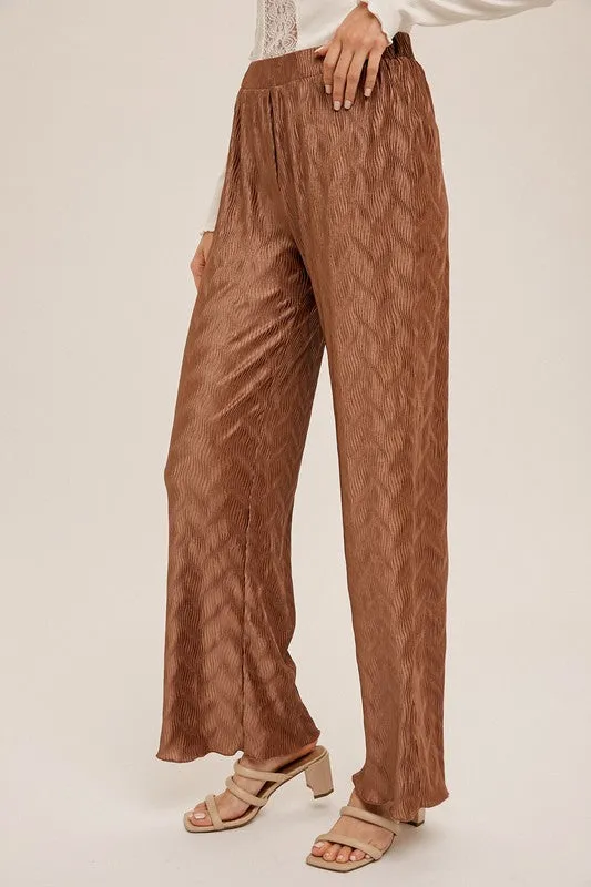 Cocoa Pleated Bodre Straight Leg Pants