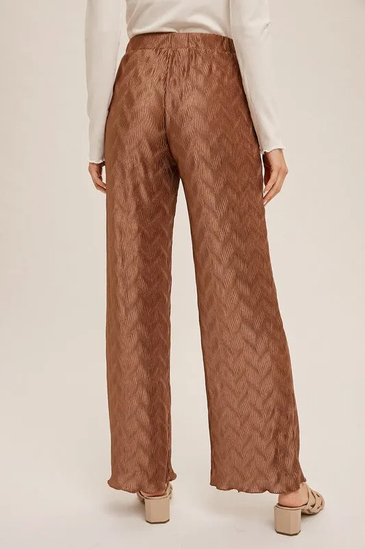 Cocoa Pleated Bodre Straight Leg Pants