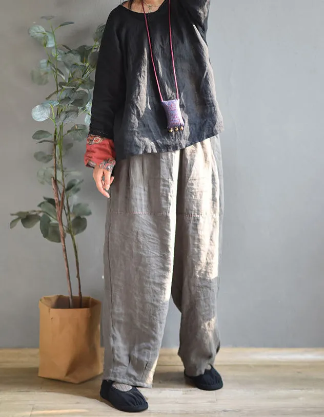 Comfortable Elastic Waist Leisure Linen Harem Pants