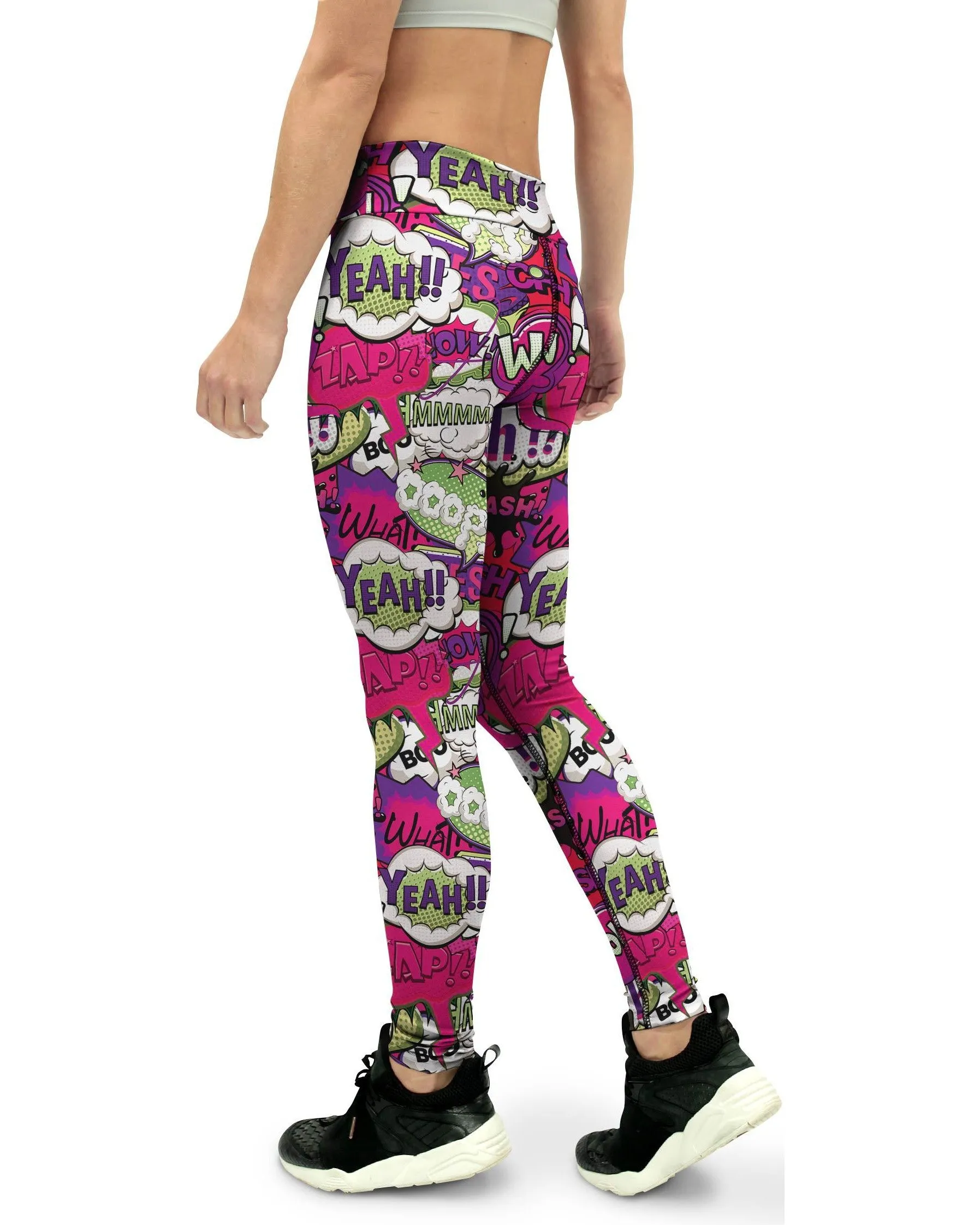 Comic Book Bubbles Pink Yoga Pants