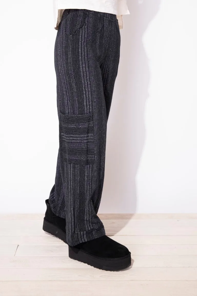 Cotton Slub J Pocket Flood Pant in Black Stripe