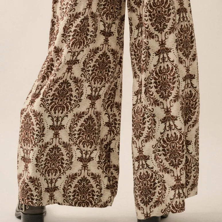 Croatia Abstract Print Ruffled Wide Leg Pants