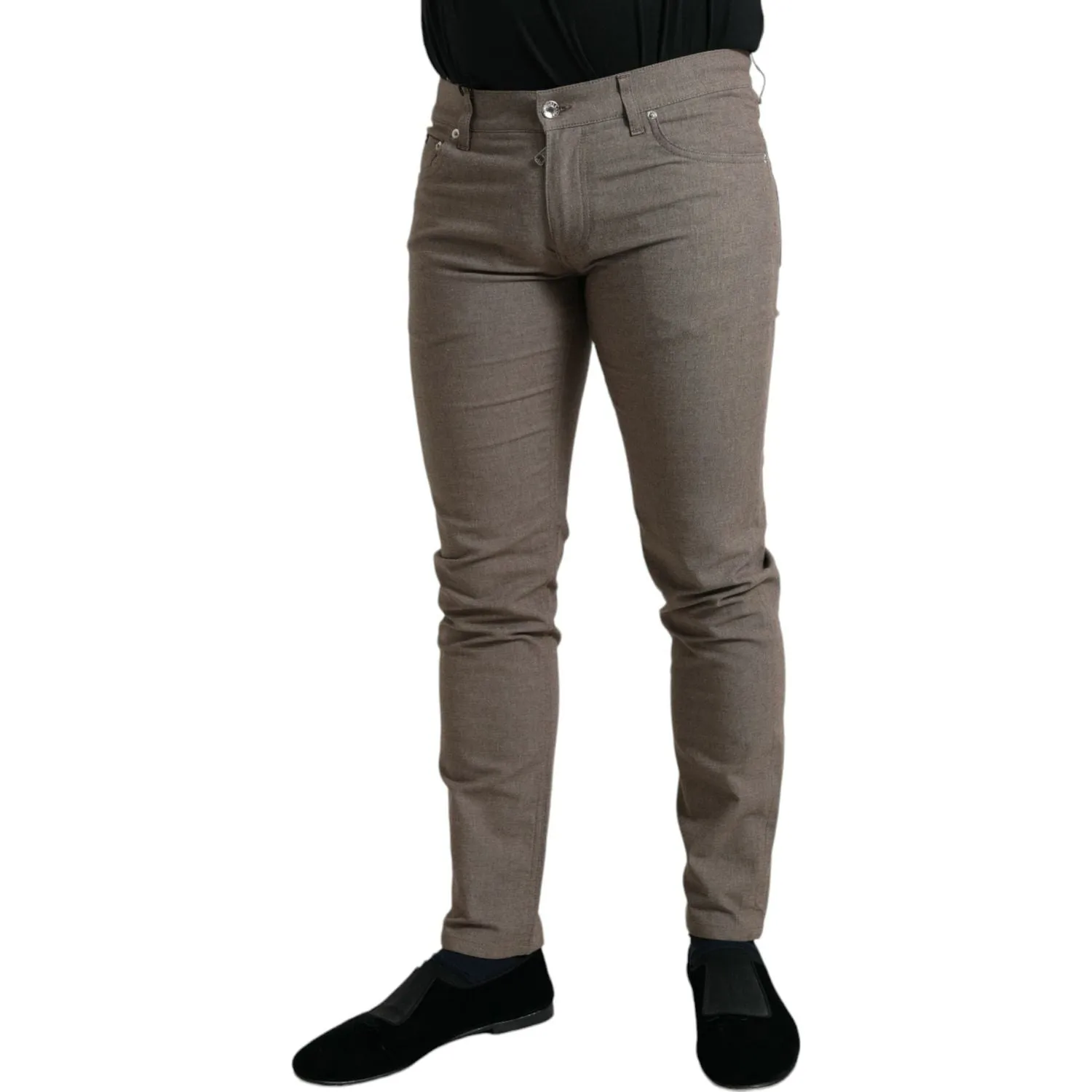 Dolce & Gabbana Elegant Brown Cotton Stretch Skinny Pants