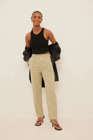 Elastic Waist Seamline Pants