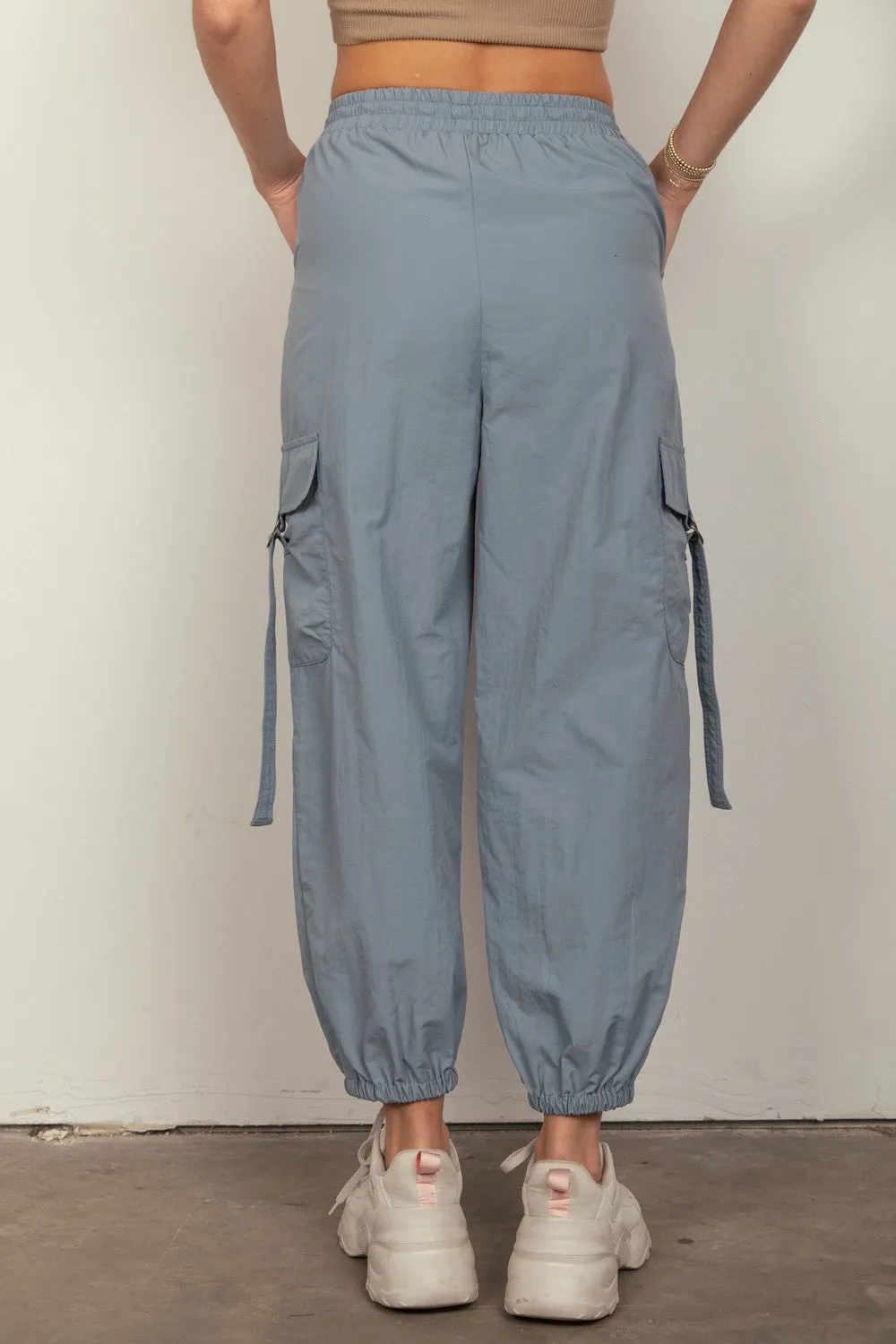 Elastic Waist Woven Cargo Pants