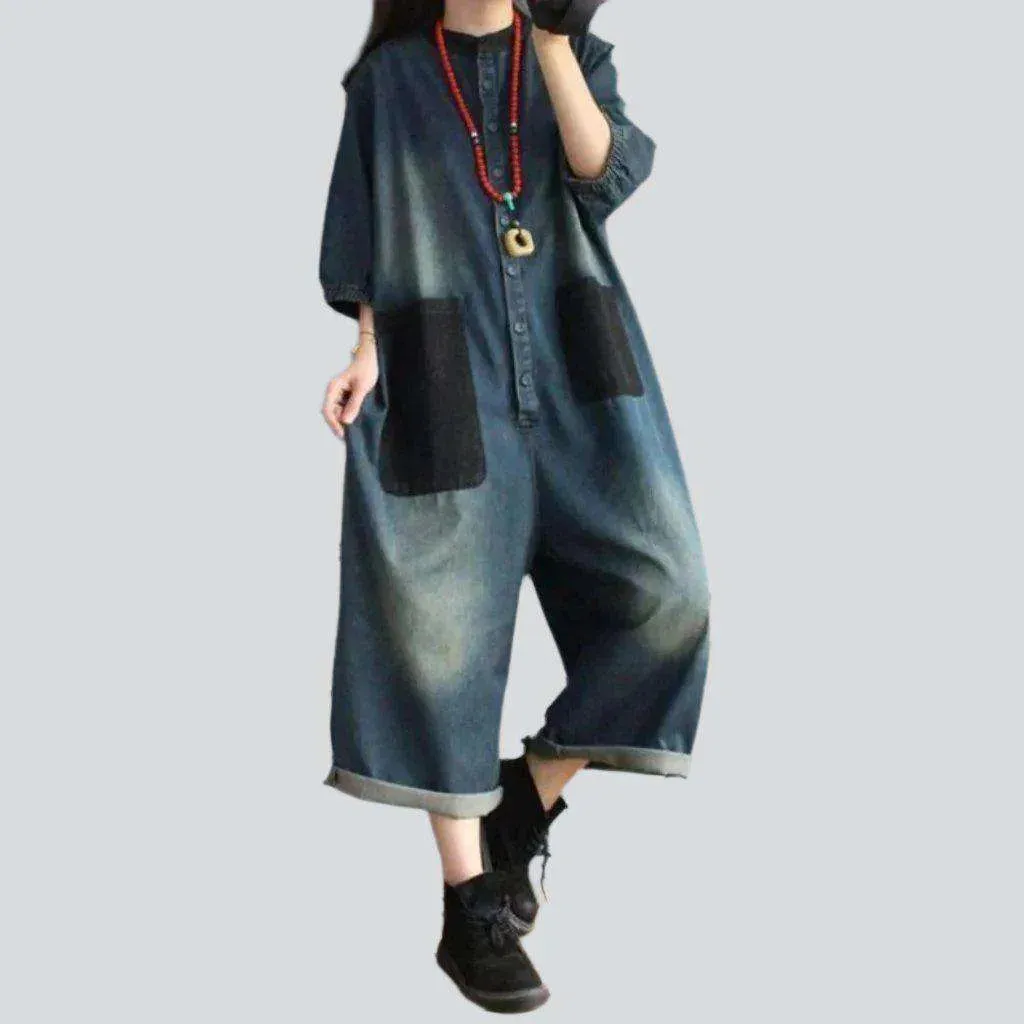 Fashionable women's jean jumpsuit