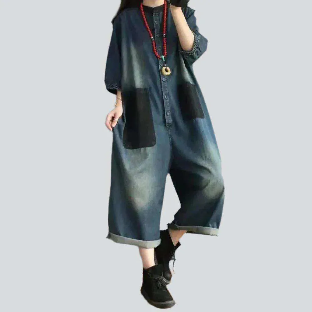 Fashionable women's jean jumpsuit