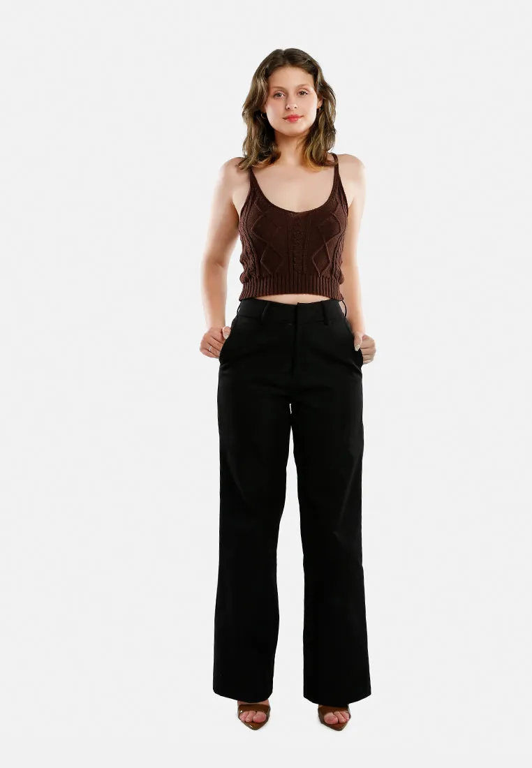 Flared Hem High Waist Pants