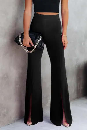 Get chic with Black Split Hem High Waist Pants for Women