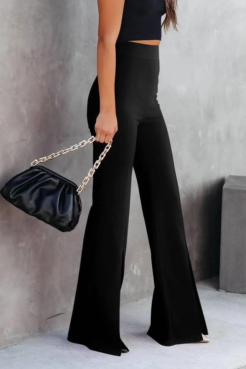 Get chic with Black Split Hem High Waist Pants for Women