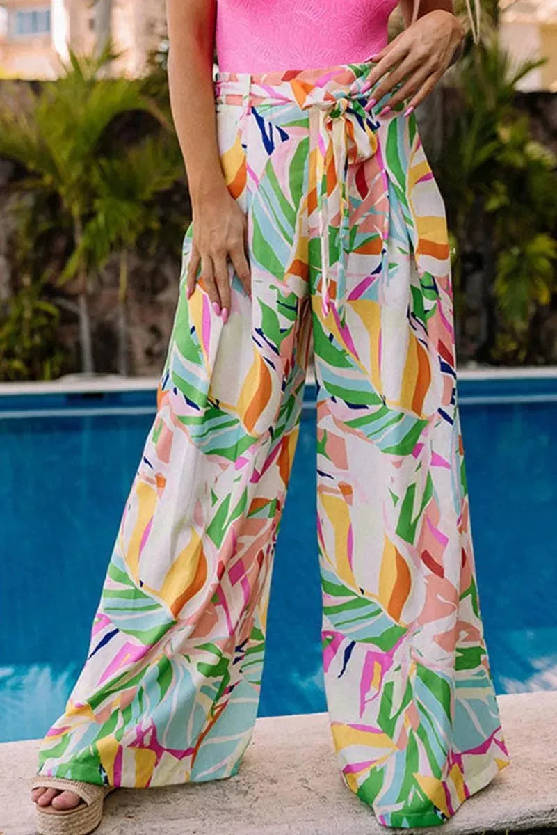 Get the Best Look with Tropical Leafy Print Pants for Women