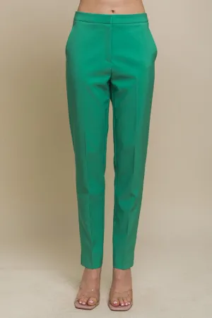 Green Solid Formal Blazer Pant Slacks