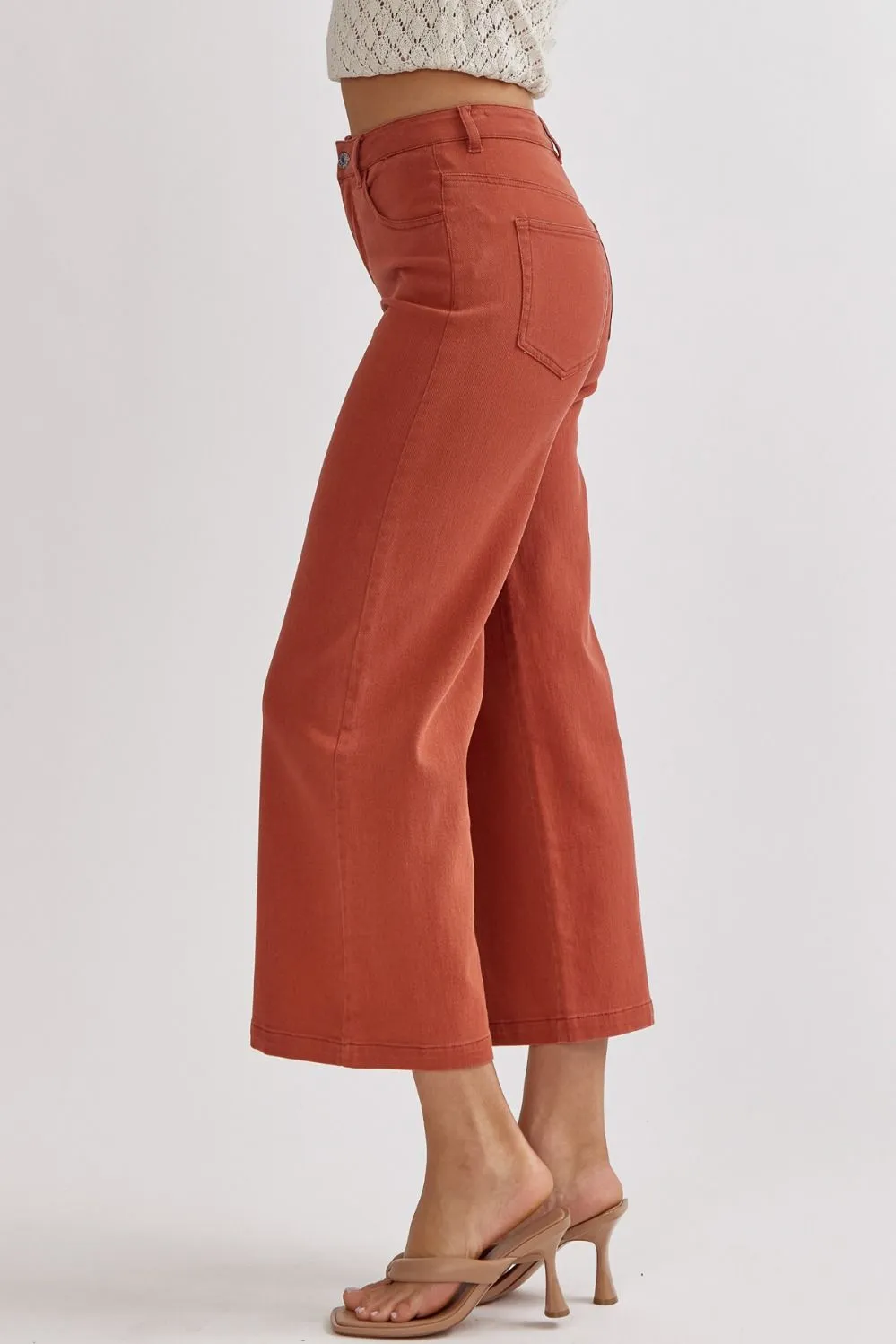 High Waisted Wide Leg Pant - rust