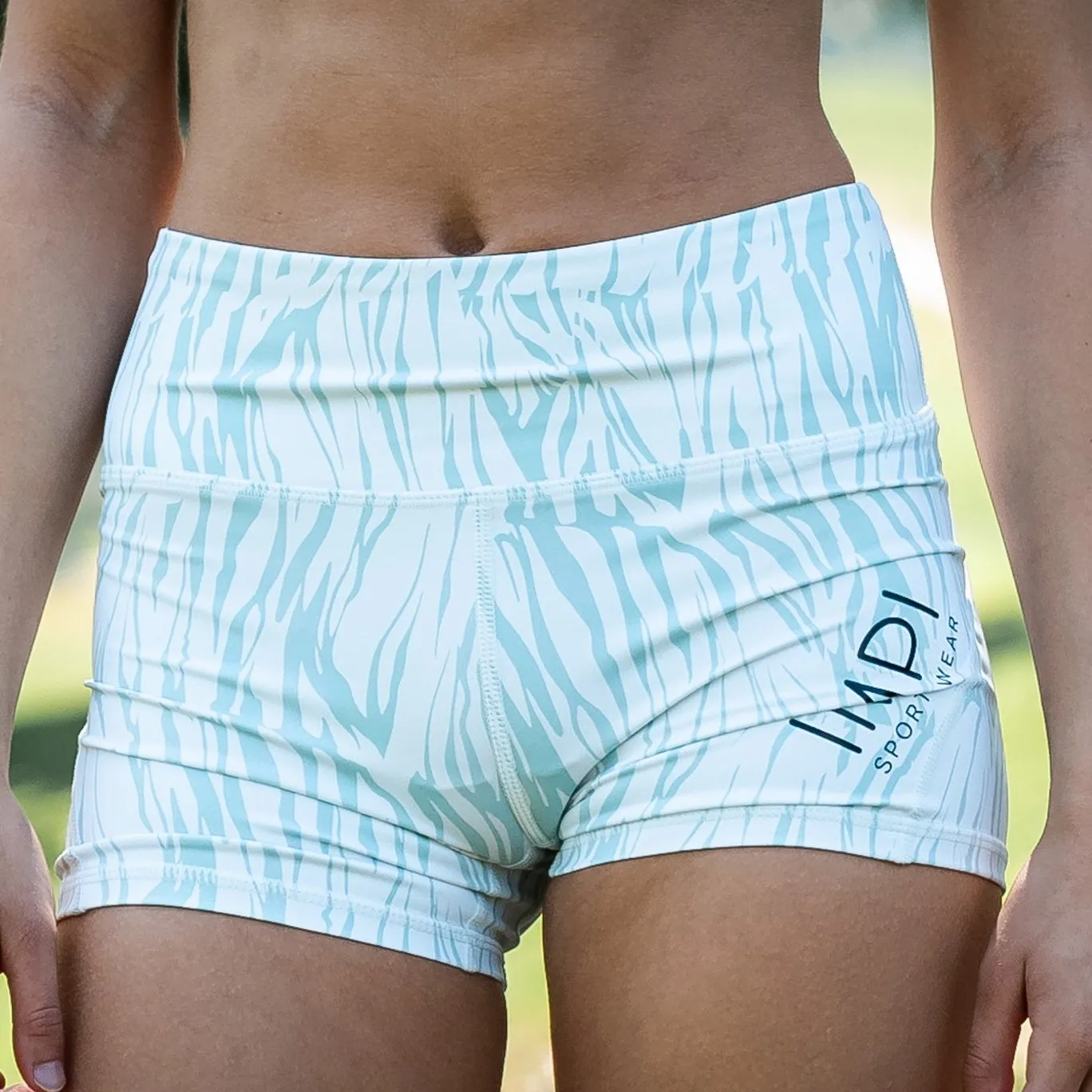 IMPI High Waisted Running Short - Mint Zebra