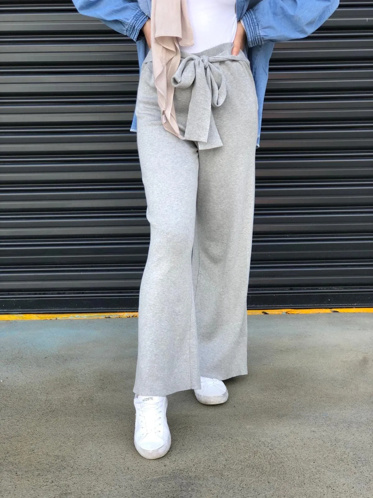 Knit Tie Wide Leg Pants