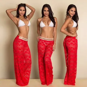 lace Cover Up Pants (red) 32"inseam