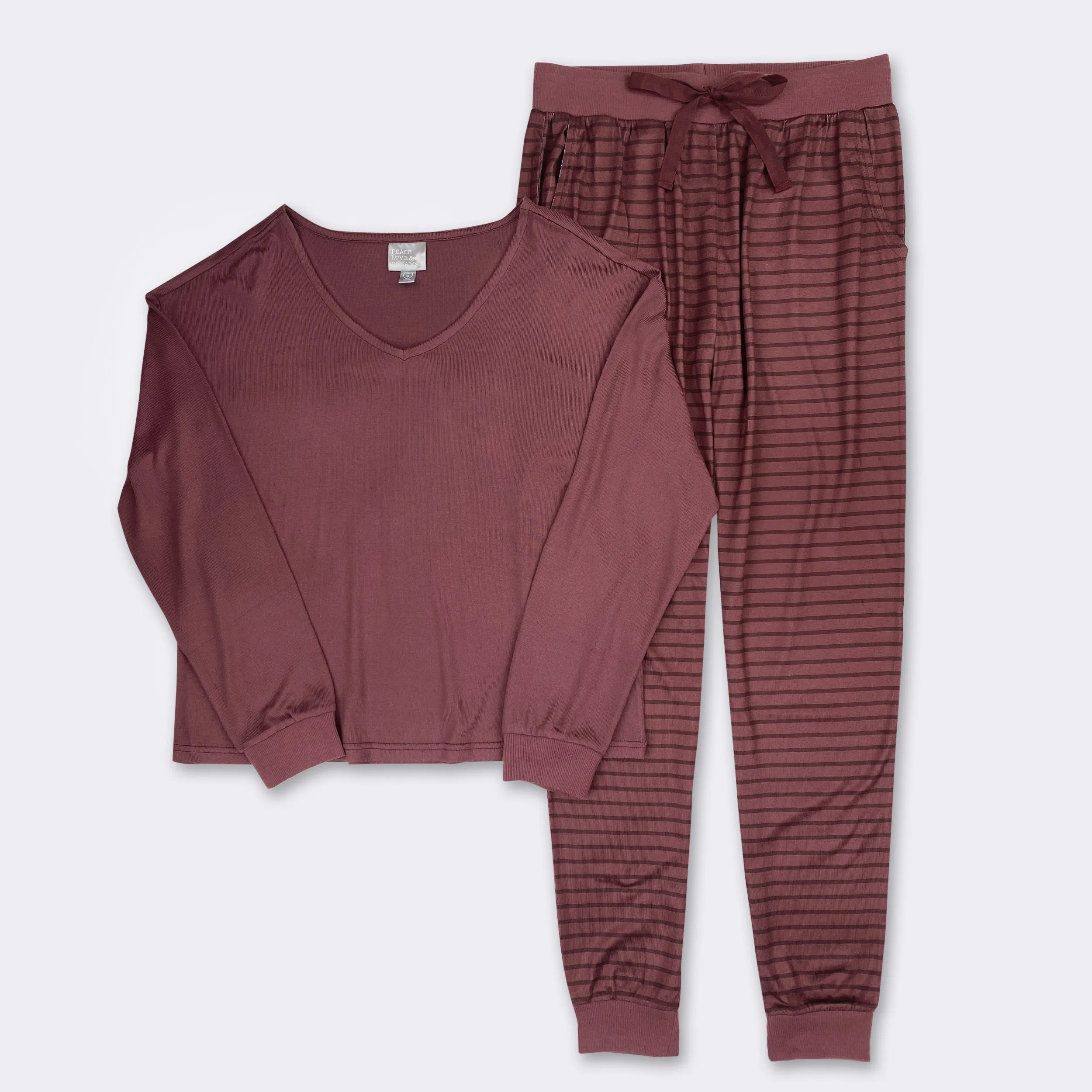 Ladies' 2-PC Burgundy Pajama Set