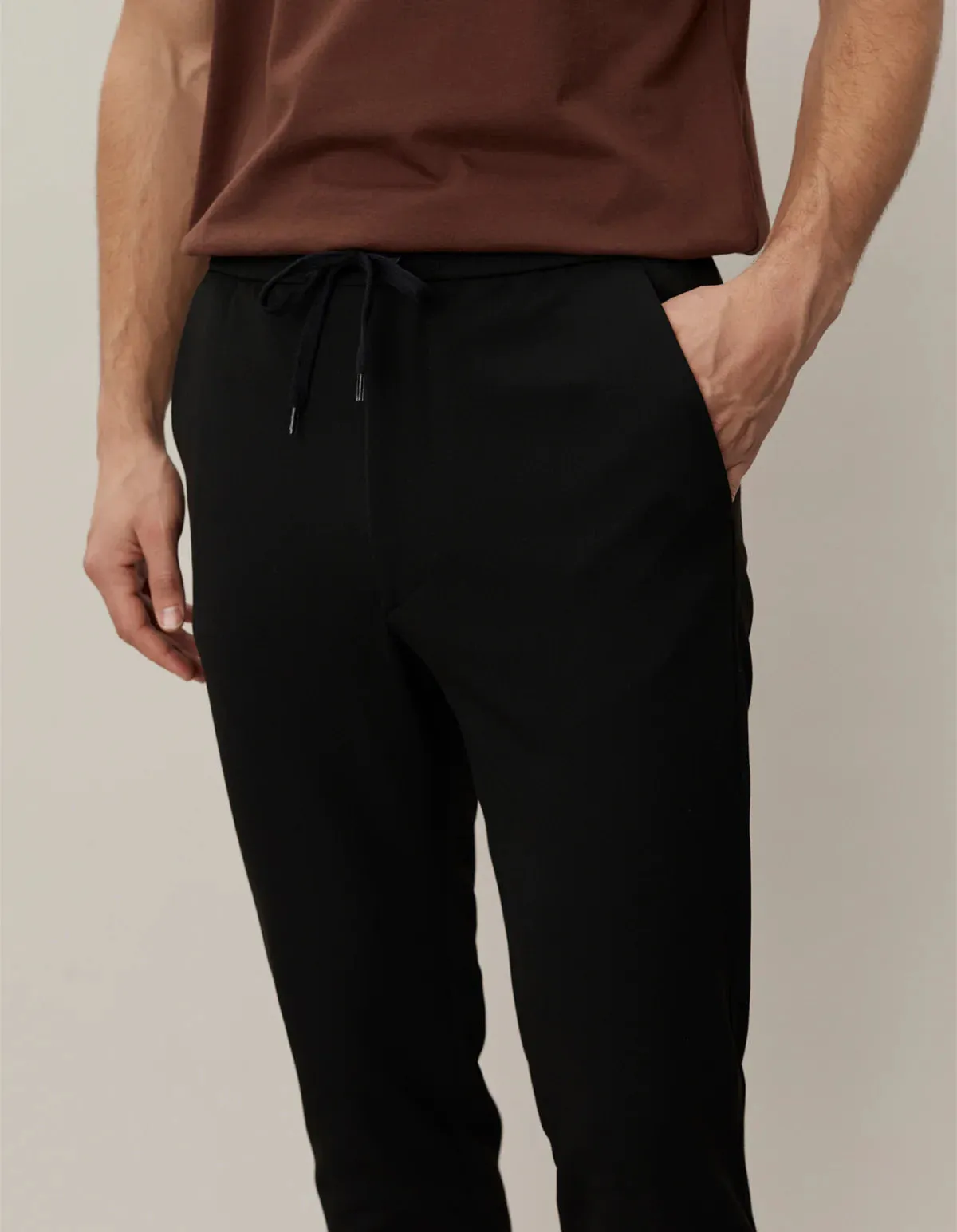 Les Deux Como Tapered Drawstring Pants - Black