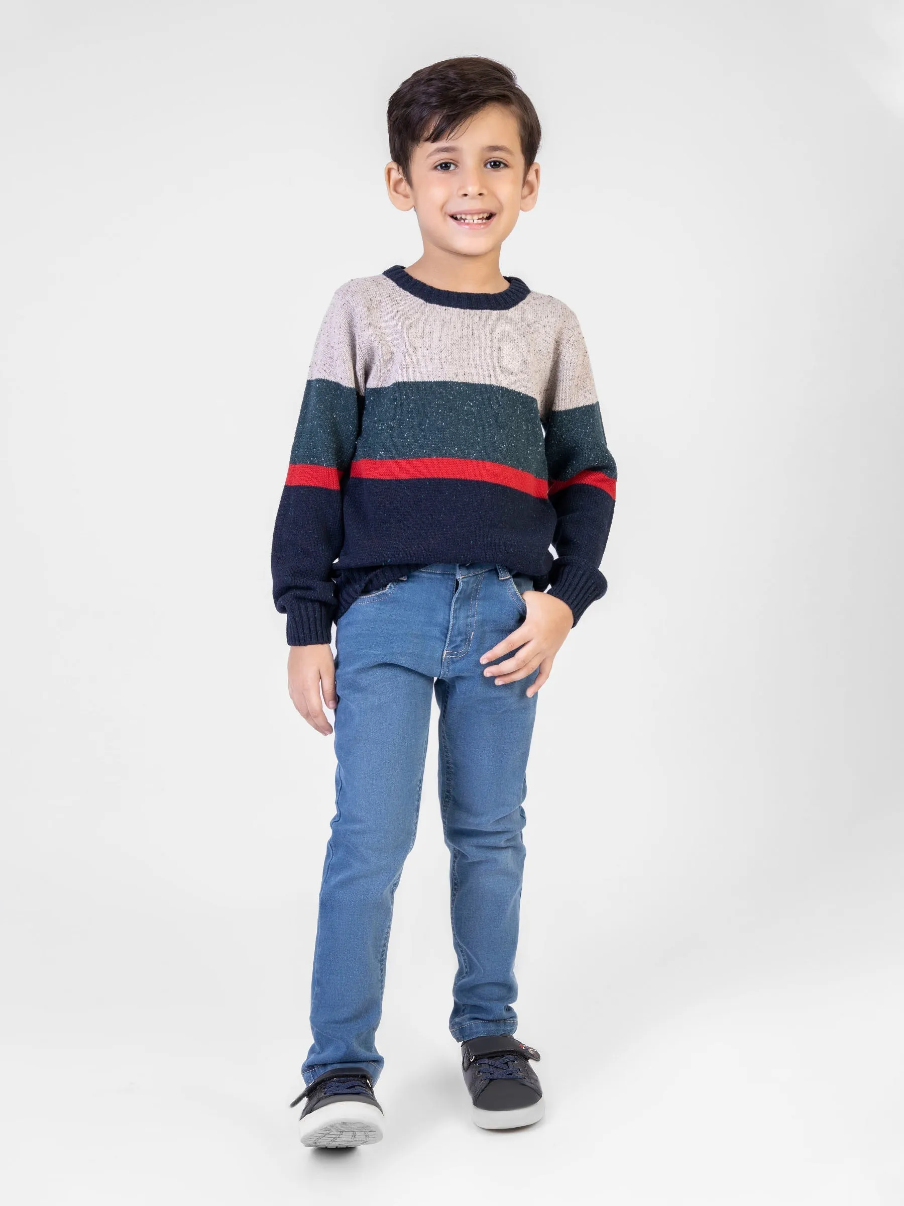 Light Blue Slimfit Casual Jeans With Detailing - Junior