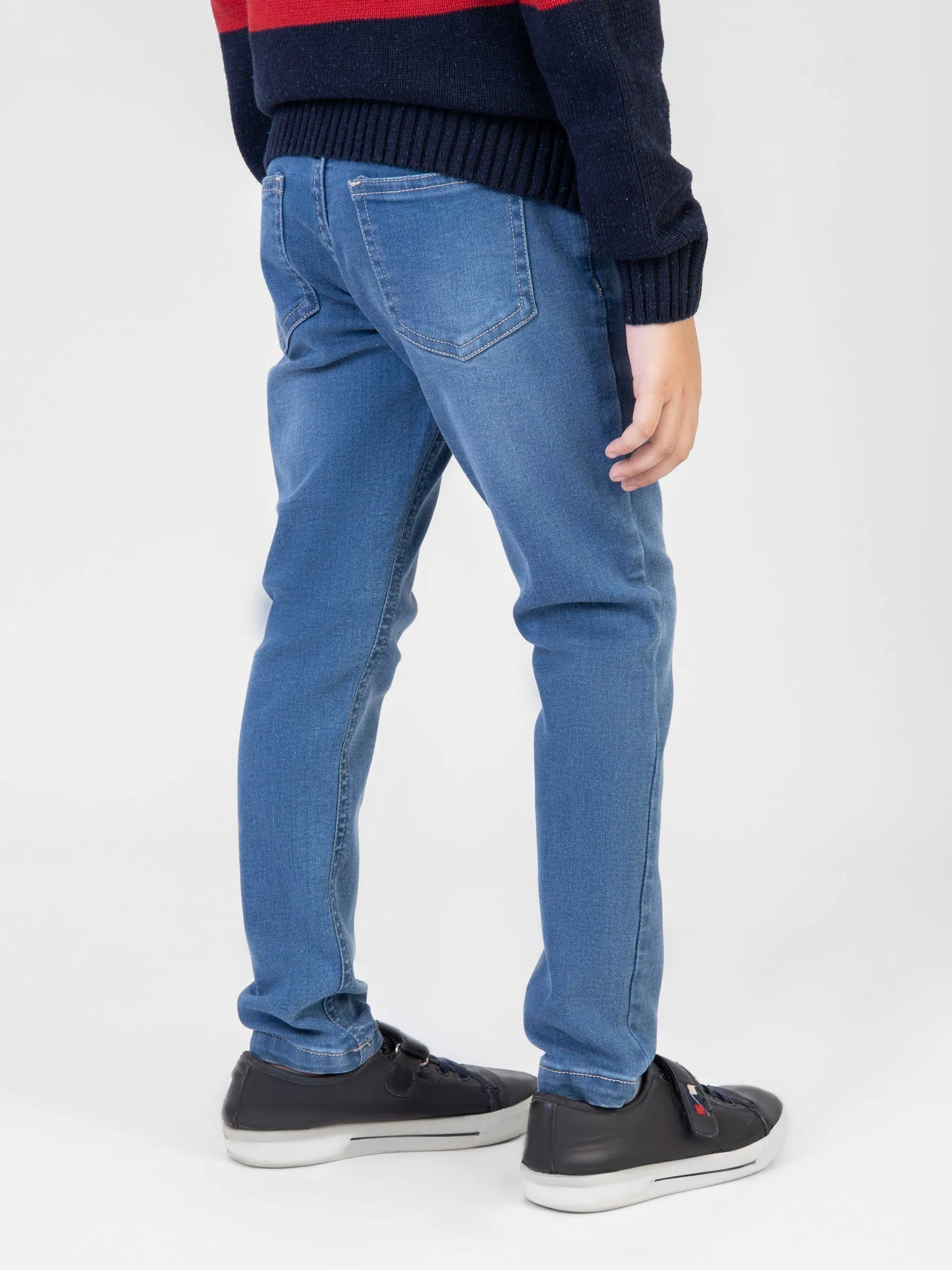 Light Blue Slimfit Casual Jeans With Detailing - Junior