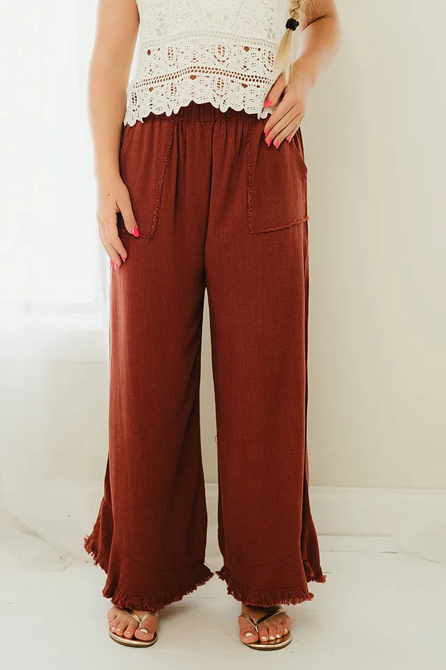 Linen Frayed Pants