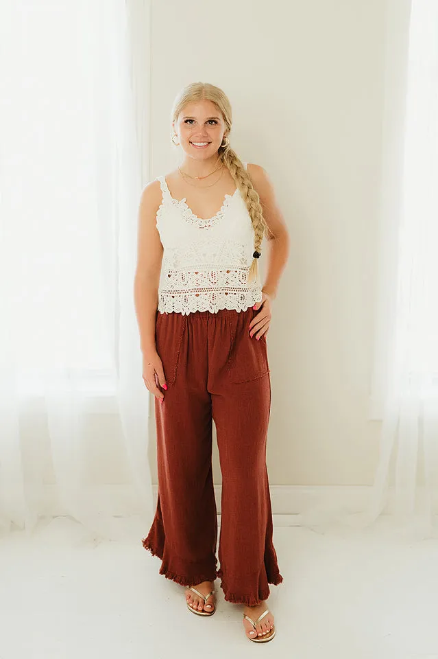 Linen Frayed Pants