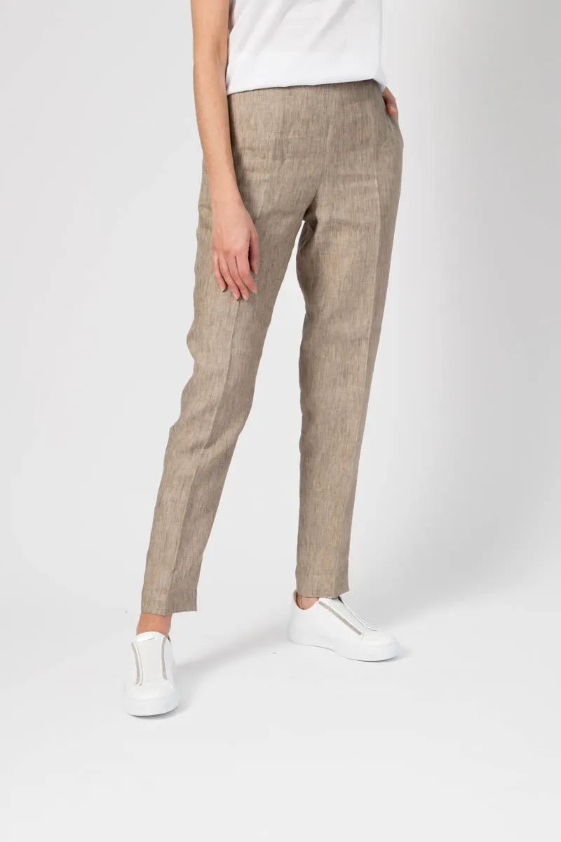 Linen Pull On Pants in Natural