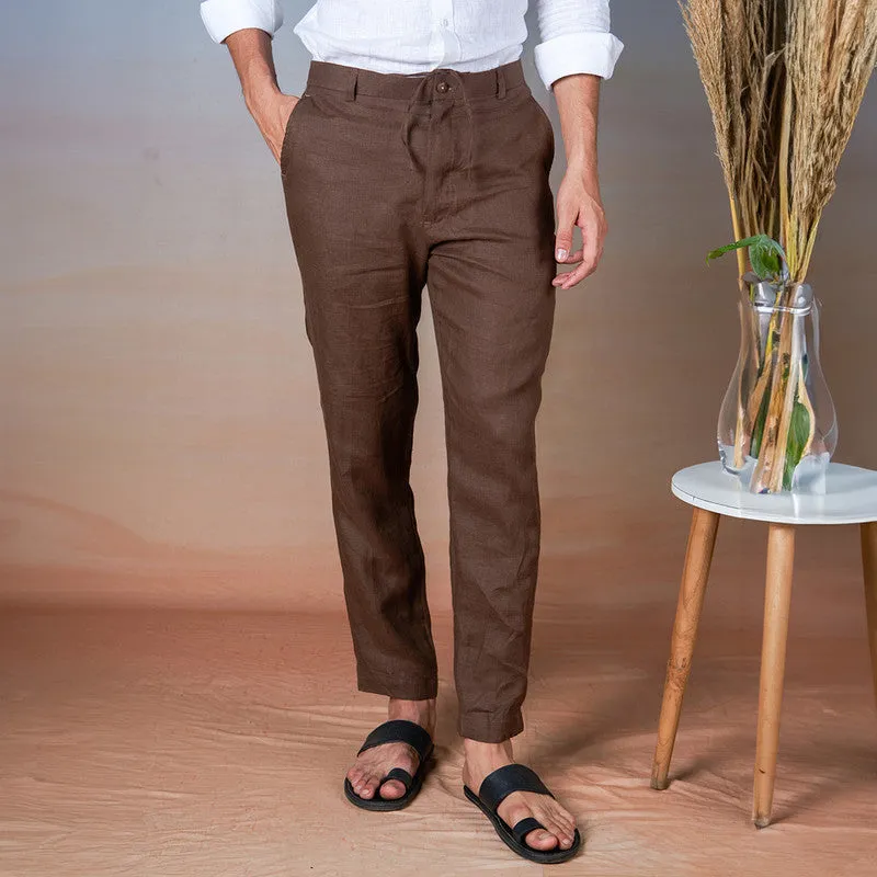 Linen Trouser Pants for Men | Brown