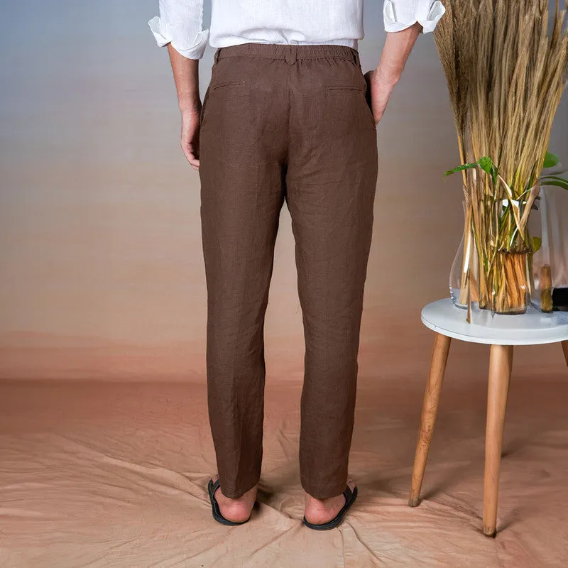 Linen Trouser Pants for Men | Brown