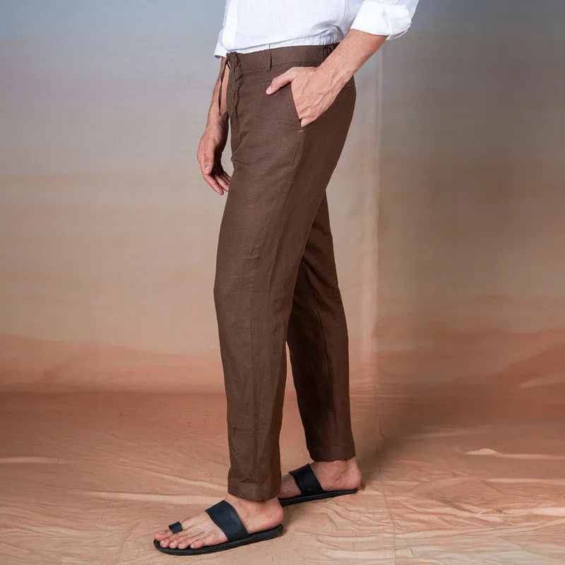 Linen Trouser Pants for Men | Brown