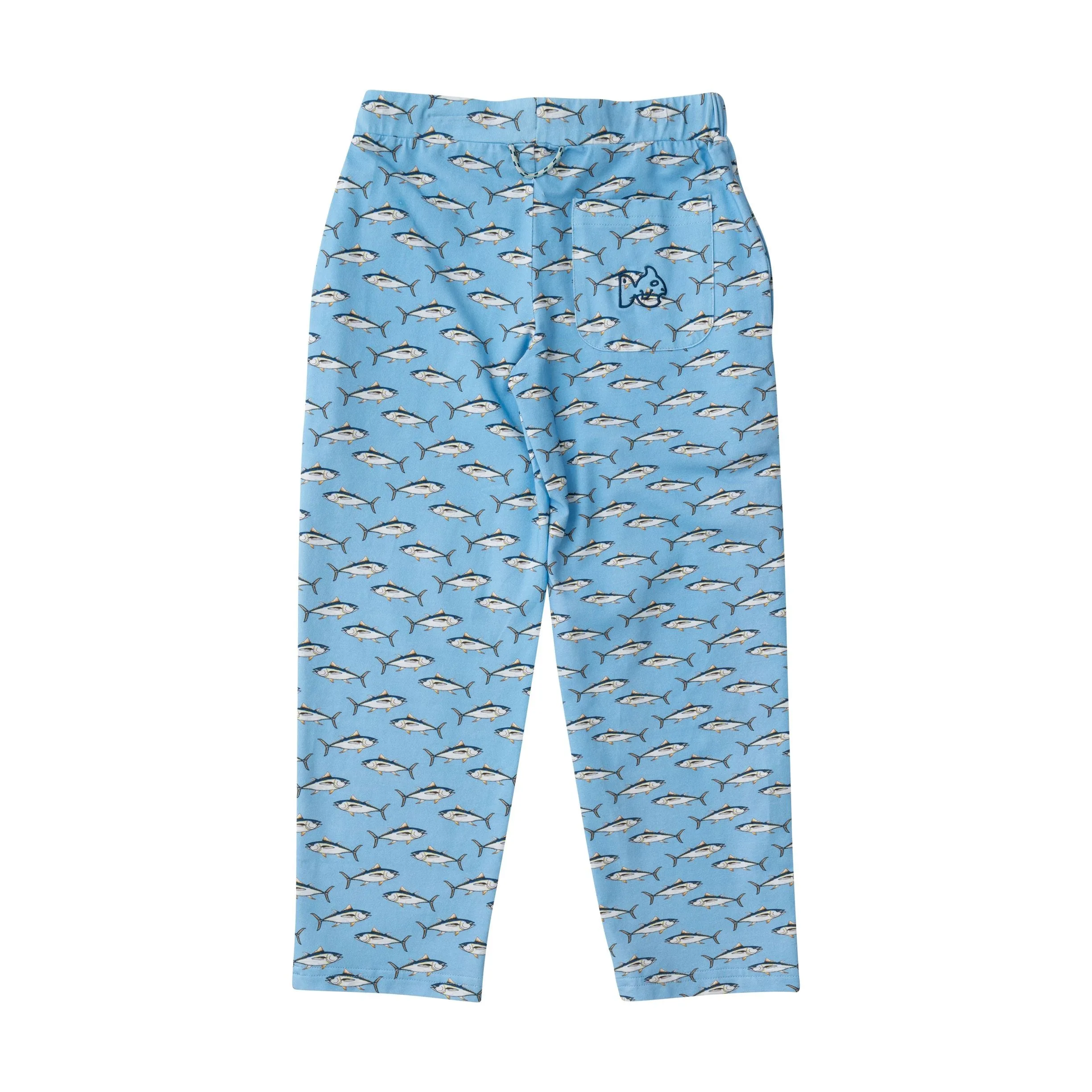 Lounge Life Pant- Powder Blue Fish Print