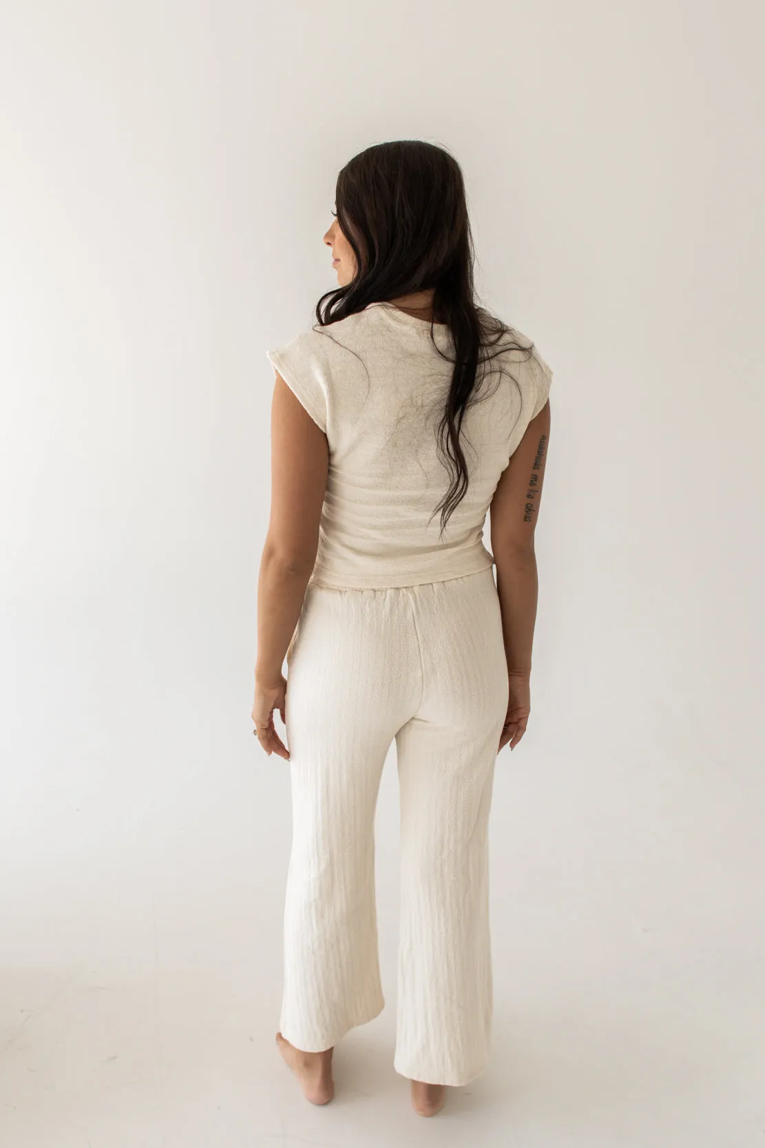 Luna Textured Knit Pant & Top Set | Cream