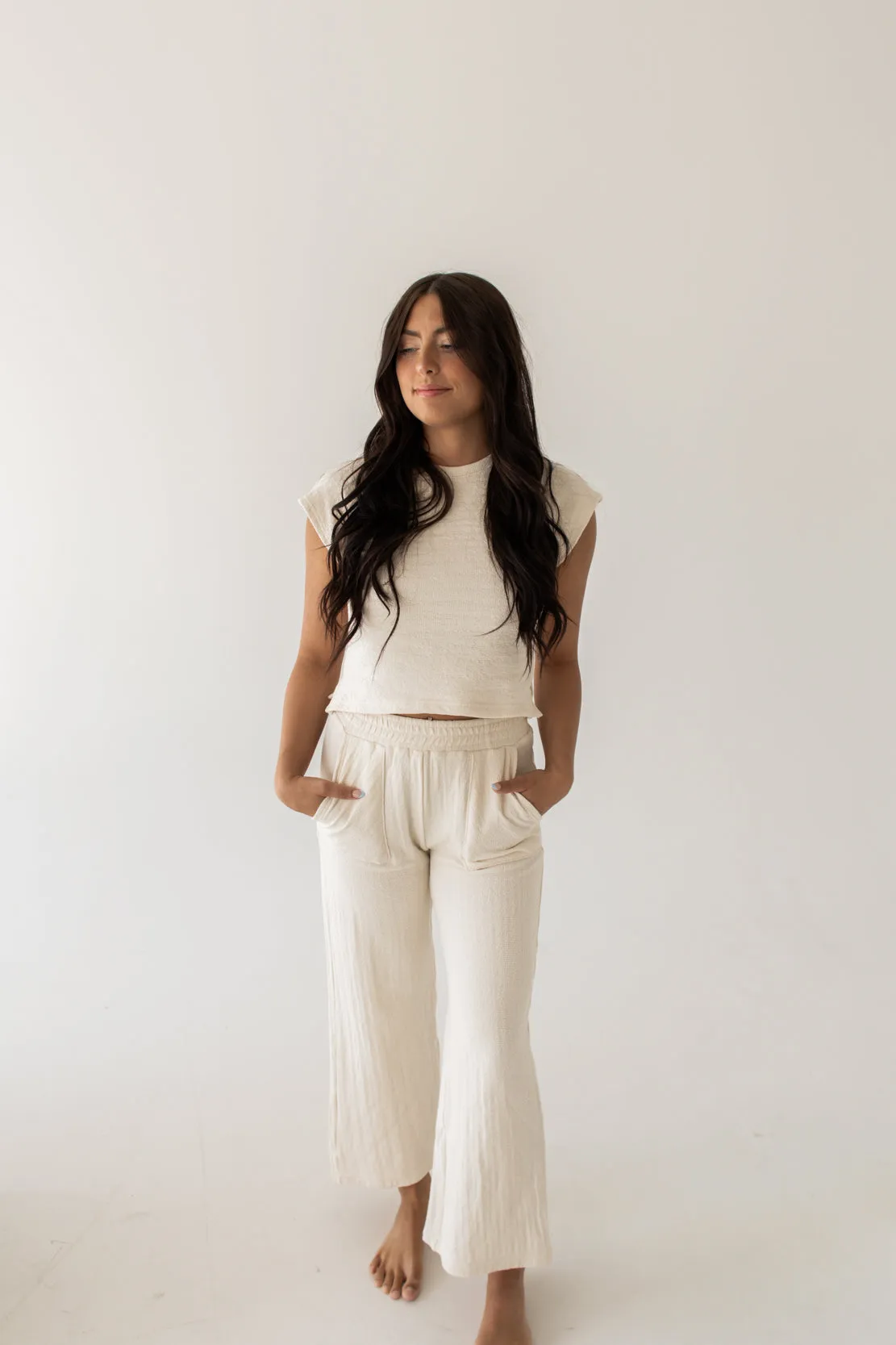 Luna Textured Knit Pant & Top Set | Cream