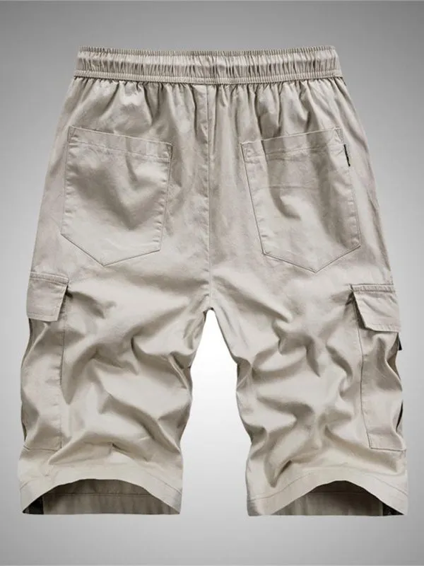 Men's Elastic Waist Drawstring Cargo Shorts