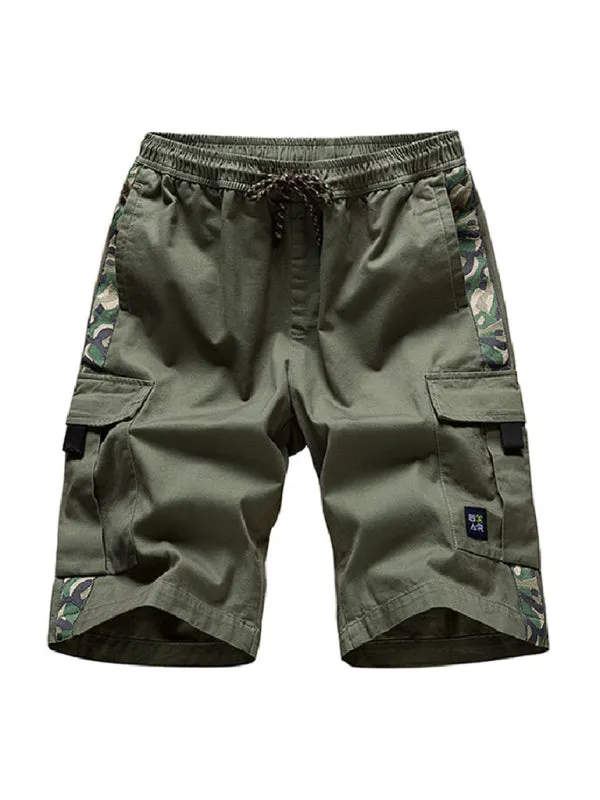 Men's Elastic Waist Drawstring Cargo Shorts