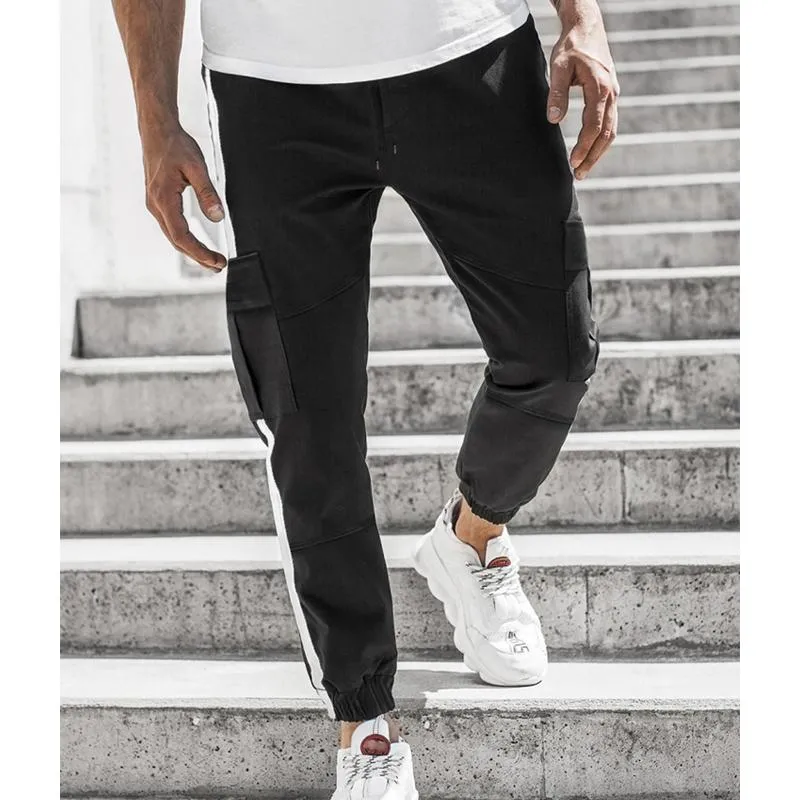 Men's Patchwork Casual Trousers Tether Cargo Casual Pants 18892775L