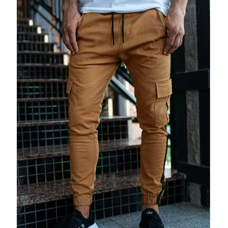 Men's Patchwork Casual Trousers Tether Cargo Casual Pants 18892775L