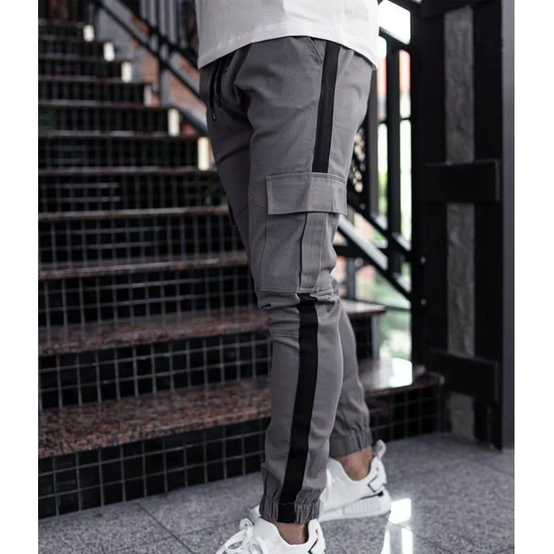 Men's Patchwork Casual Trousers Tether Cargo Casual Pants 18892775L