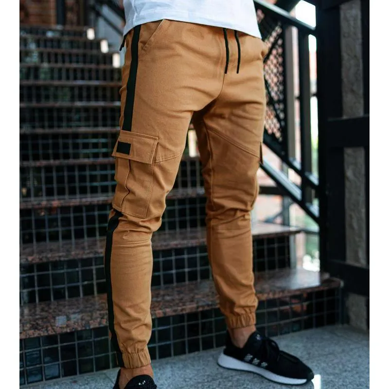 Men's Patchwork Casual Trousers Tether Cargo Casual Pants 18892775L