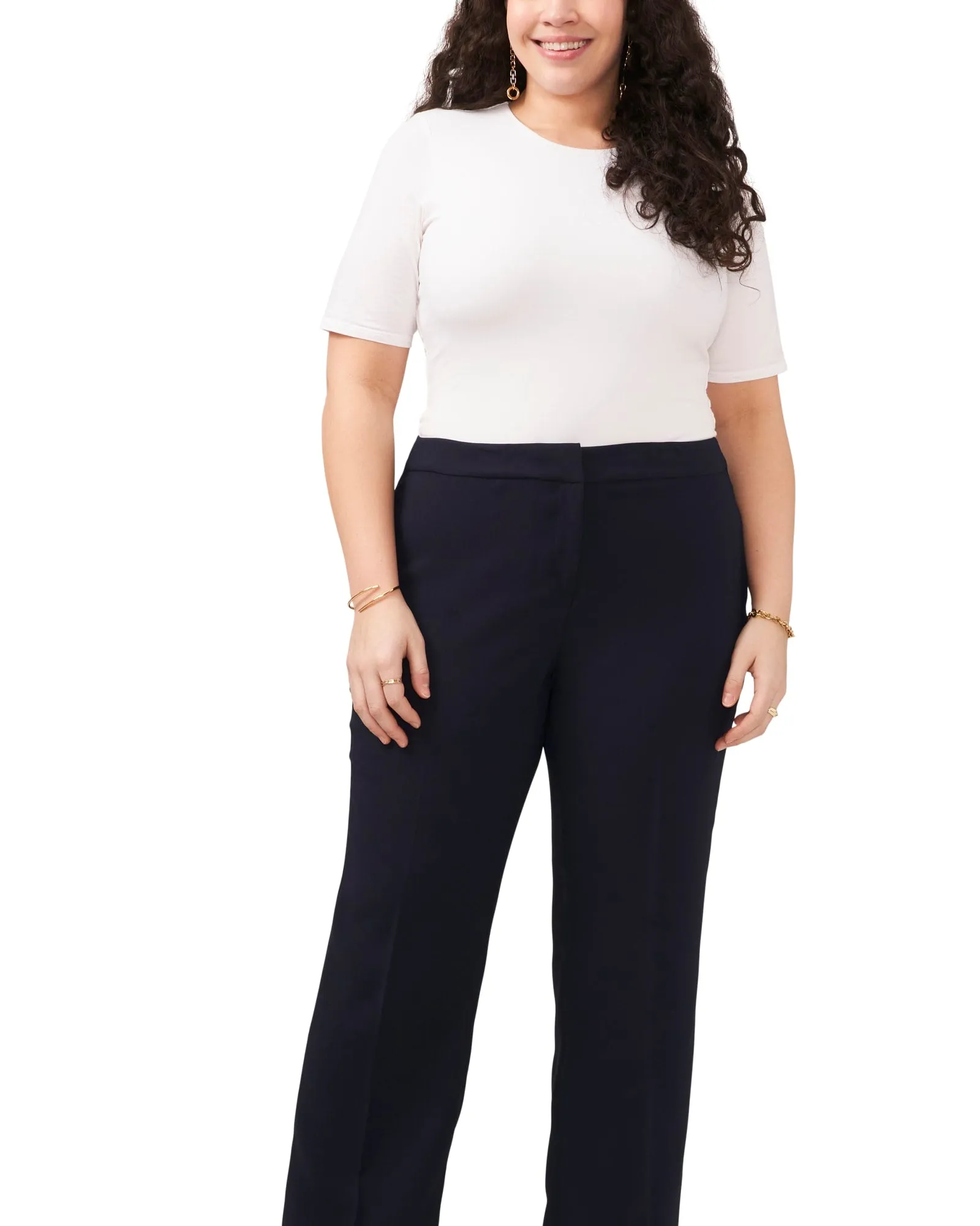 Moss Crepe Side Elastic Wide Leg Pant | CLASSIC NAVY