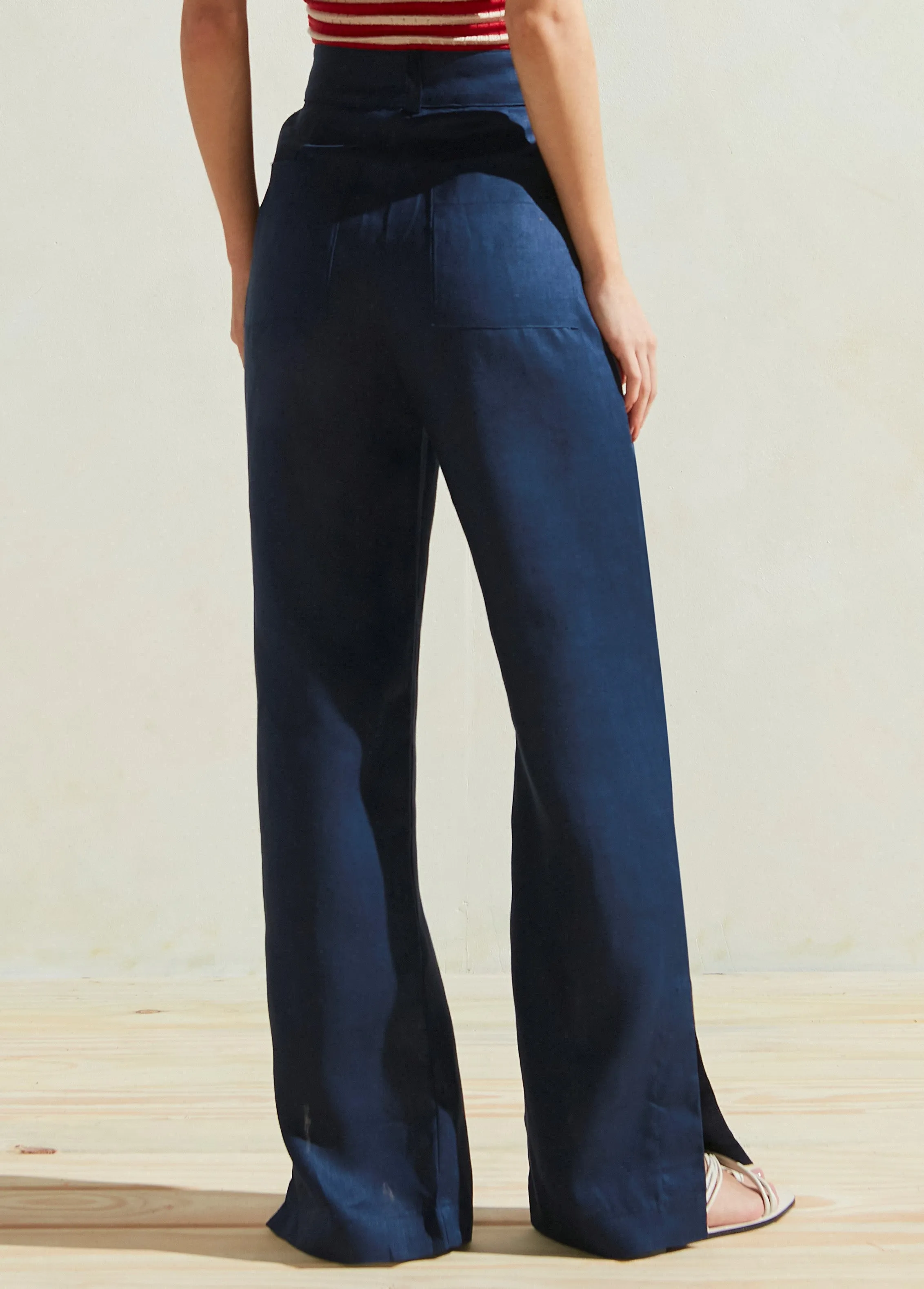 Naomi Linen Pants in Navy