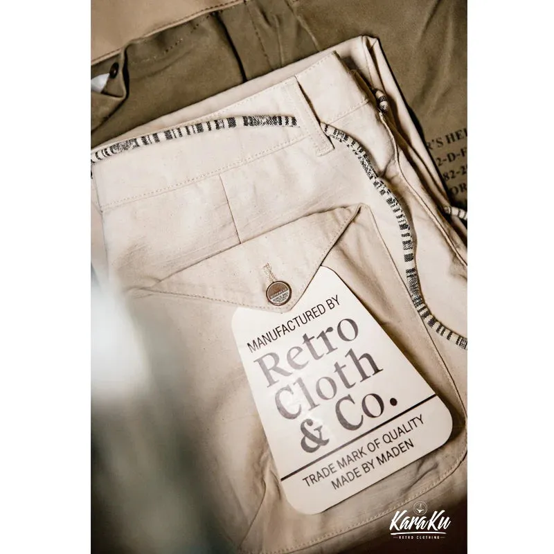 Natural Cotton Canvas Blend Trousers