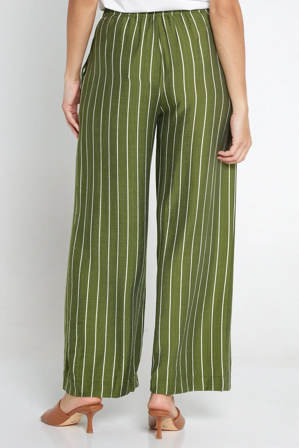 Neave Pants - Green/White Stripe