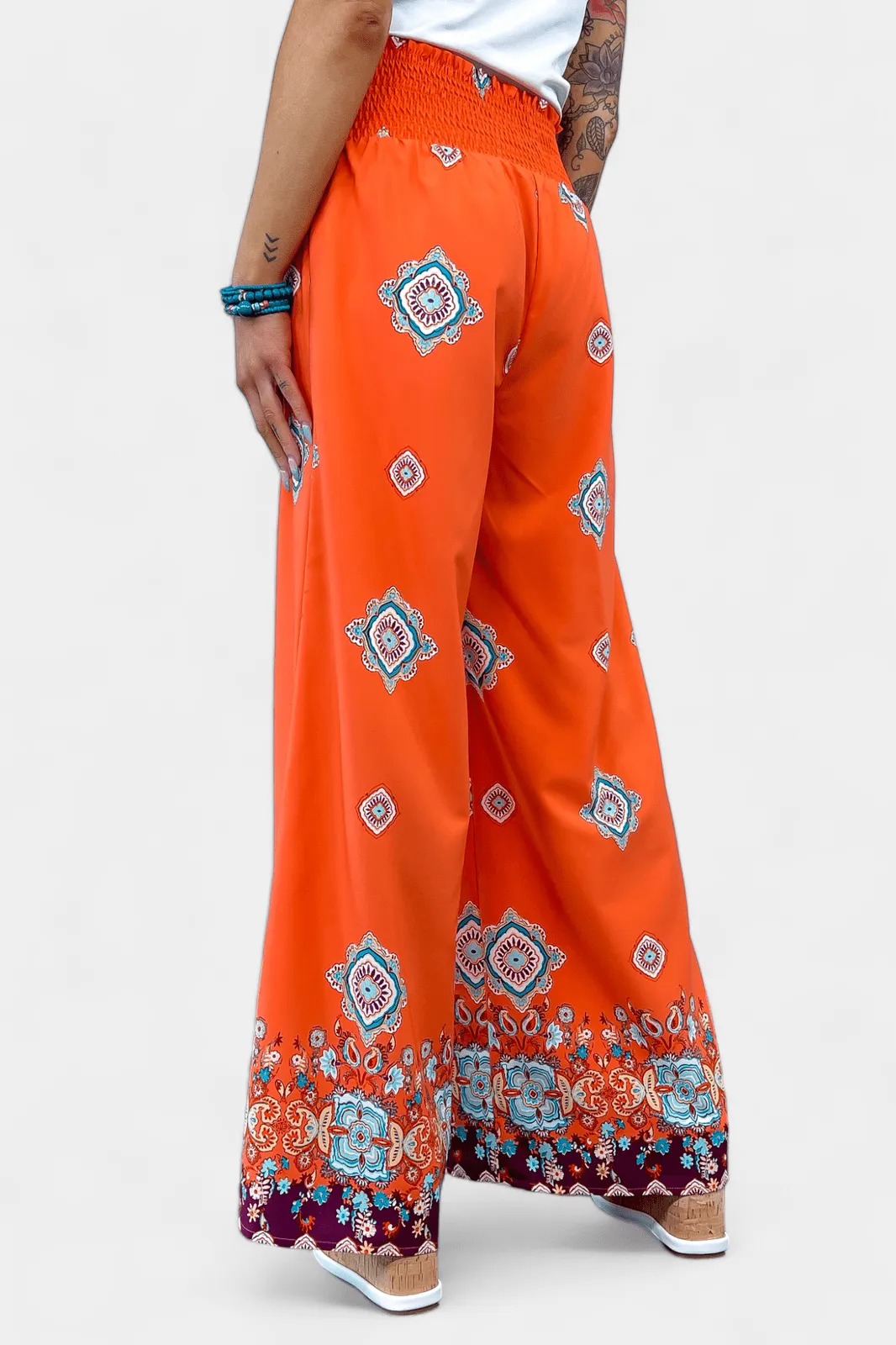 Orange Wide Leg Woven Pants